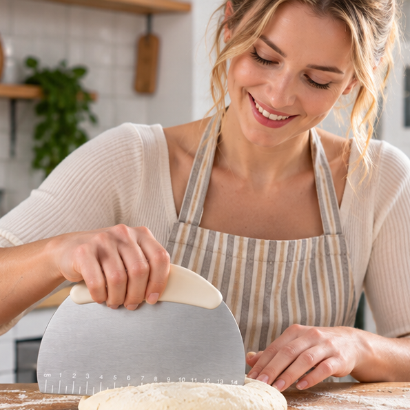 🥖 Stainless Steel Dough Scraper | Comfortable Grip Bench Cutter | Bread & Pastry Prep Essential