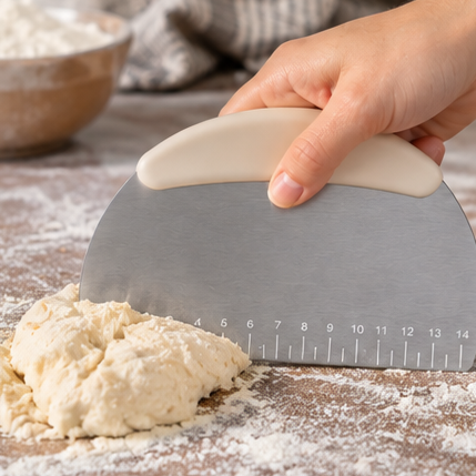 🥖 Stainless Steel Dough Scraper | Comfortable Grip Bench Cutter | Bread & Pastry Prep Essential
