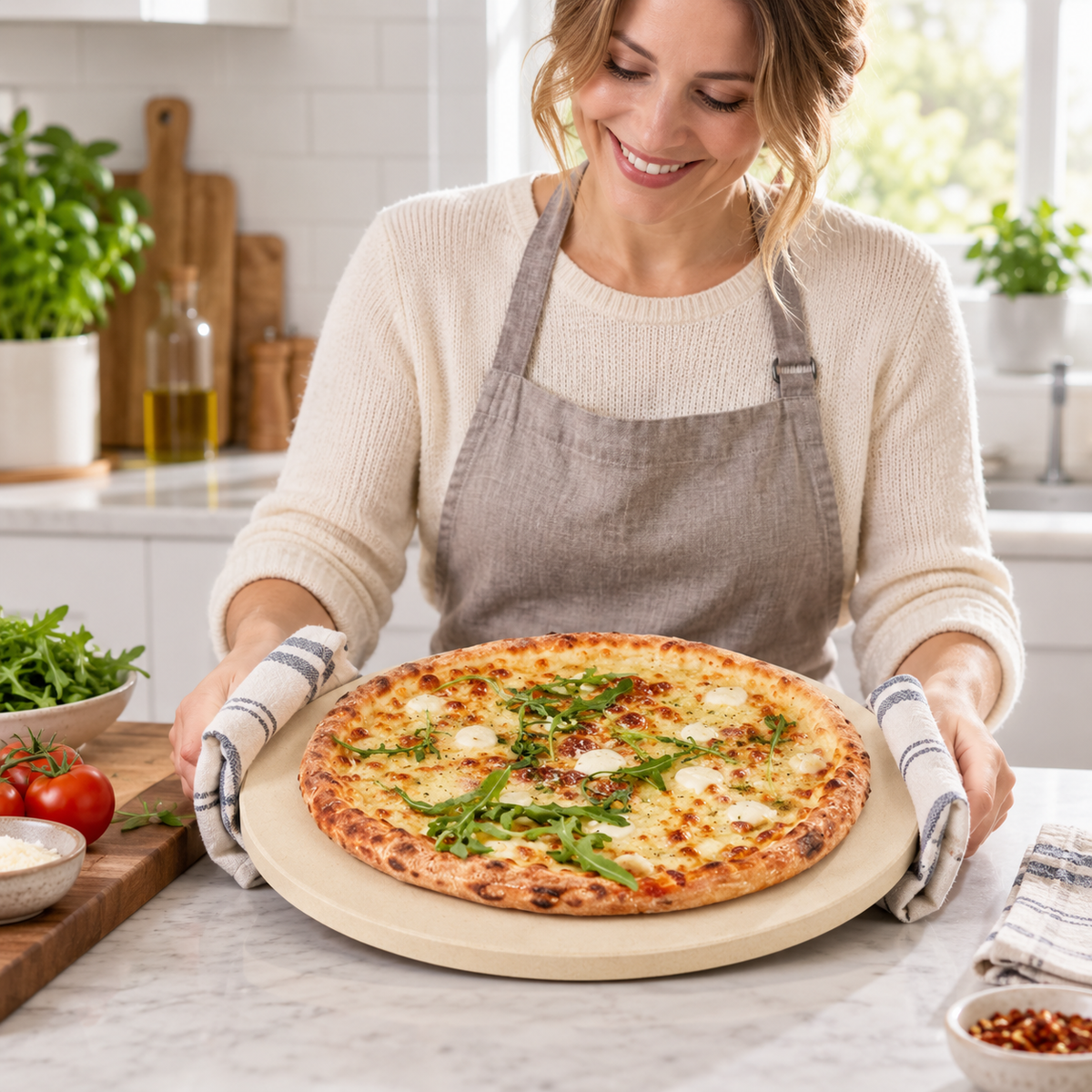 🍕 Pizza & Bread Baking Stone | Heat-Retaining Stone | Crispy Crust Baking Essential