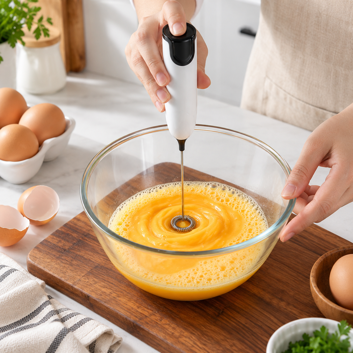 🥛 Cordless Handheld Milk Frother | Stainless Steel Whisk | Coffee, Cream & Baking Mixer