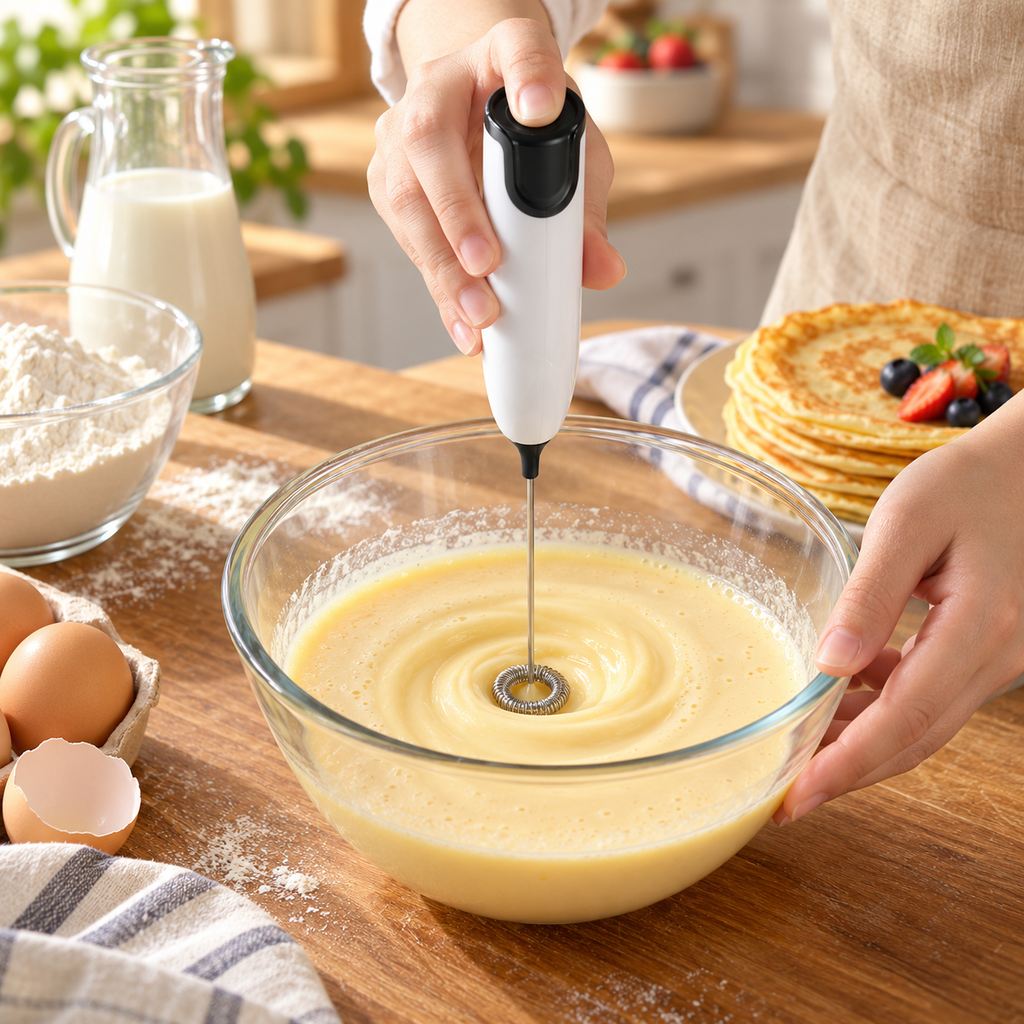 🥛 Cordless Handheld Milk Frother | Stainless Steel Whisk | Coffee, Cream & Baking Mixer