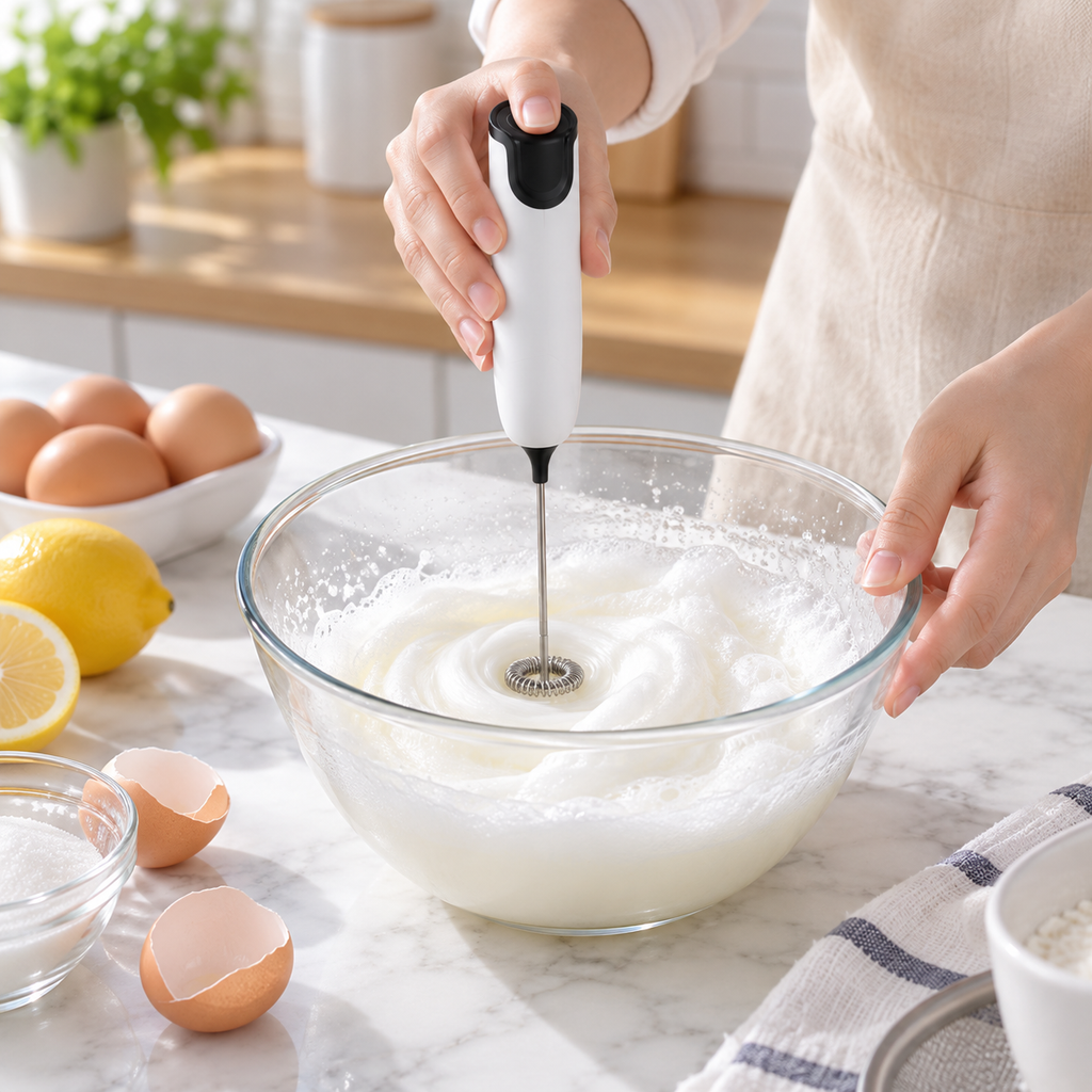 🥛 Cordless Handheld Milk Frother | Stainless Steel Whisk | Coffee, Cream & Baking Mixer