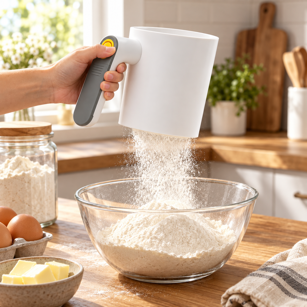 🌾 Electric Flour Sifter | One-Touch Automatic Sifting | Baking & Pastry Prep Essential