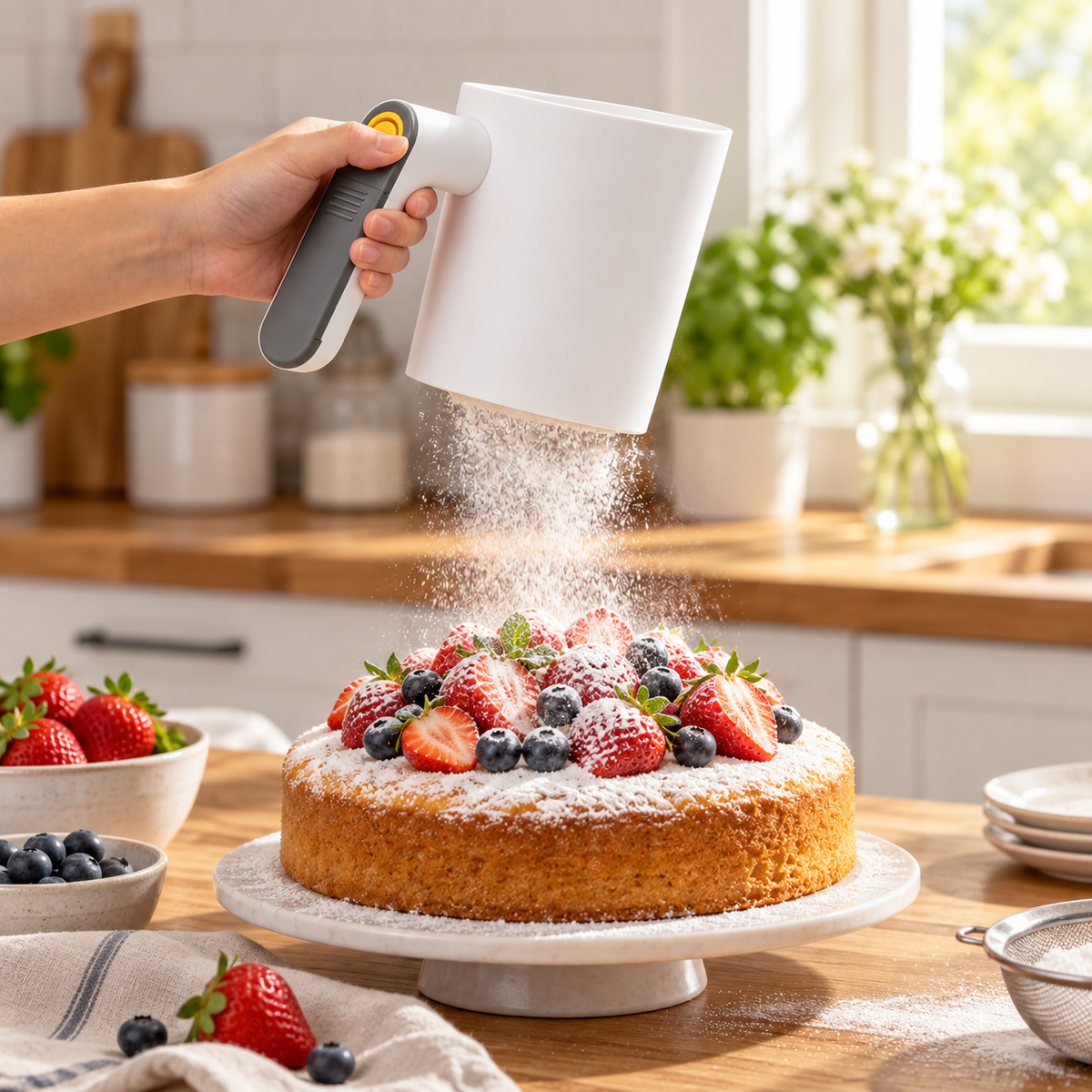 🌾 Electric Flour Sifter | One-Touch Automatic Sifting | Baking & Pastry Prep Essential