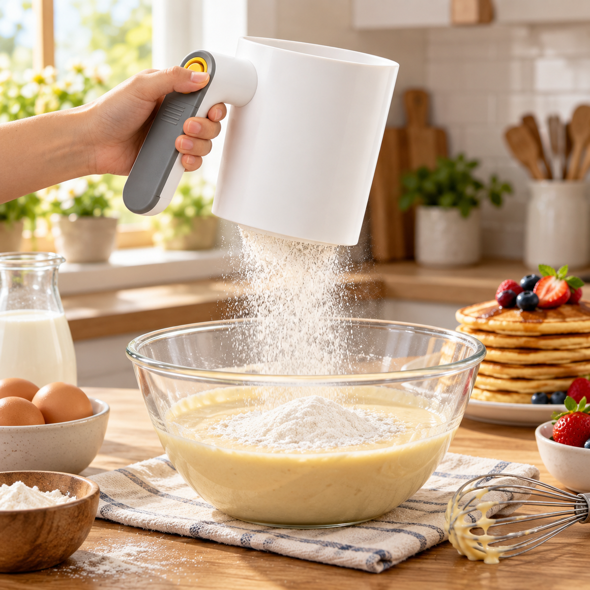 🌾 Electric Flour Sifter | One-Touch Automatic Sifting | Baking & Pastry Prep Essential