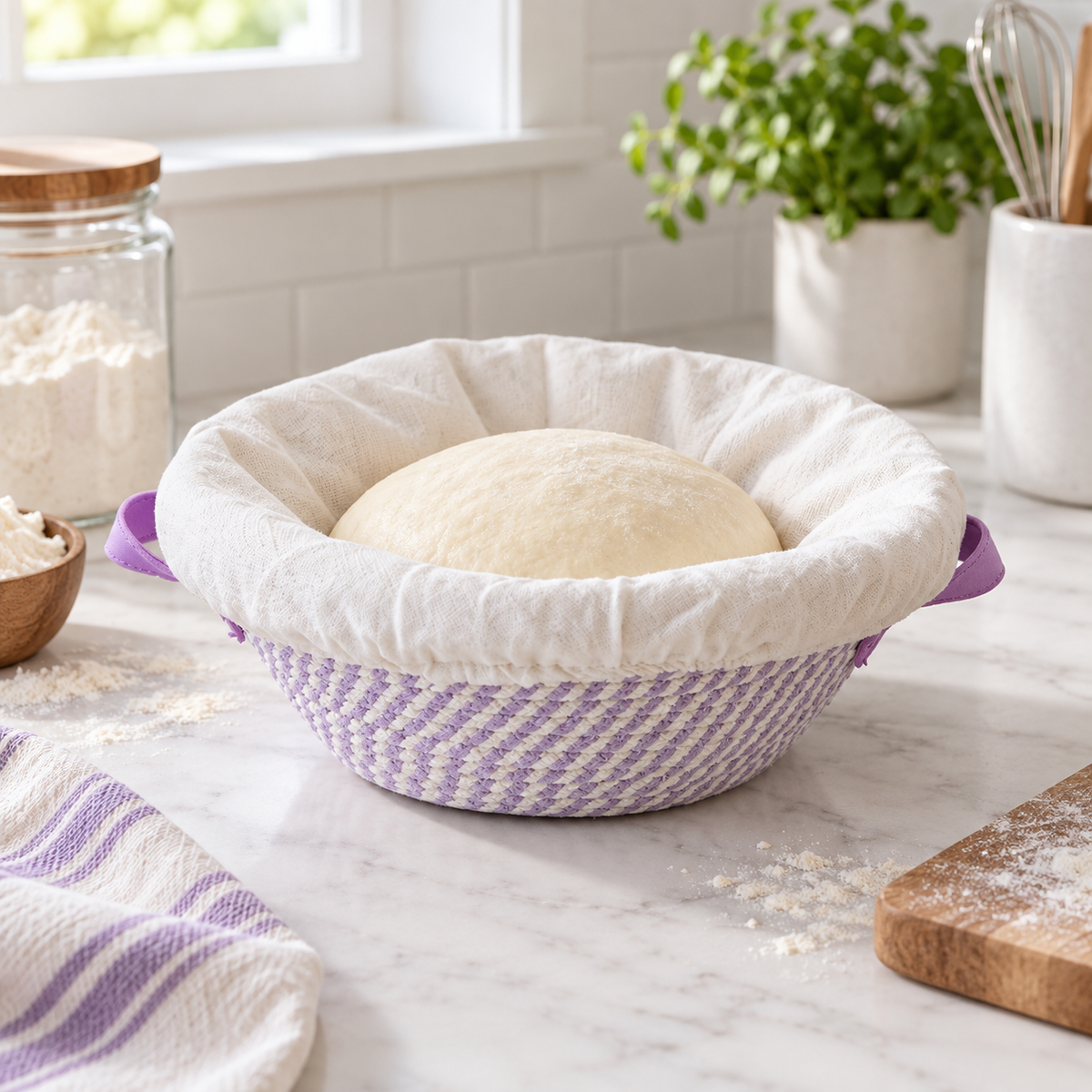 🥖 Sourdough Proofing Basket | Woven Bread Basket with Liner | Artisan Bread Fermentation Essential
