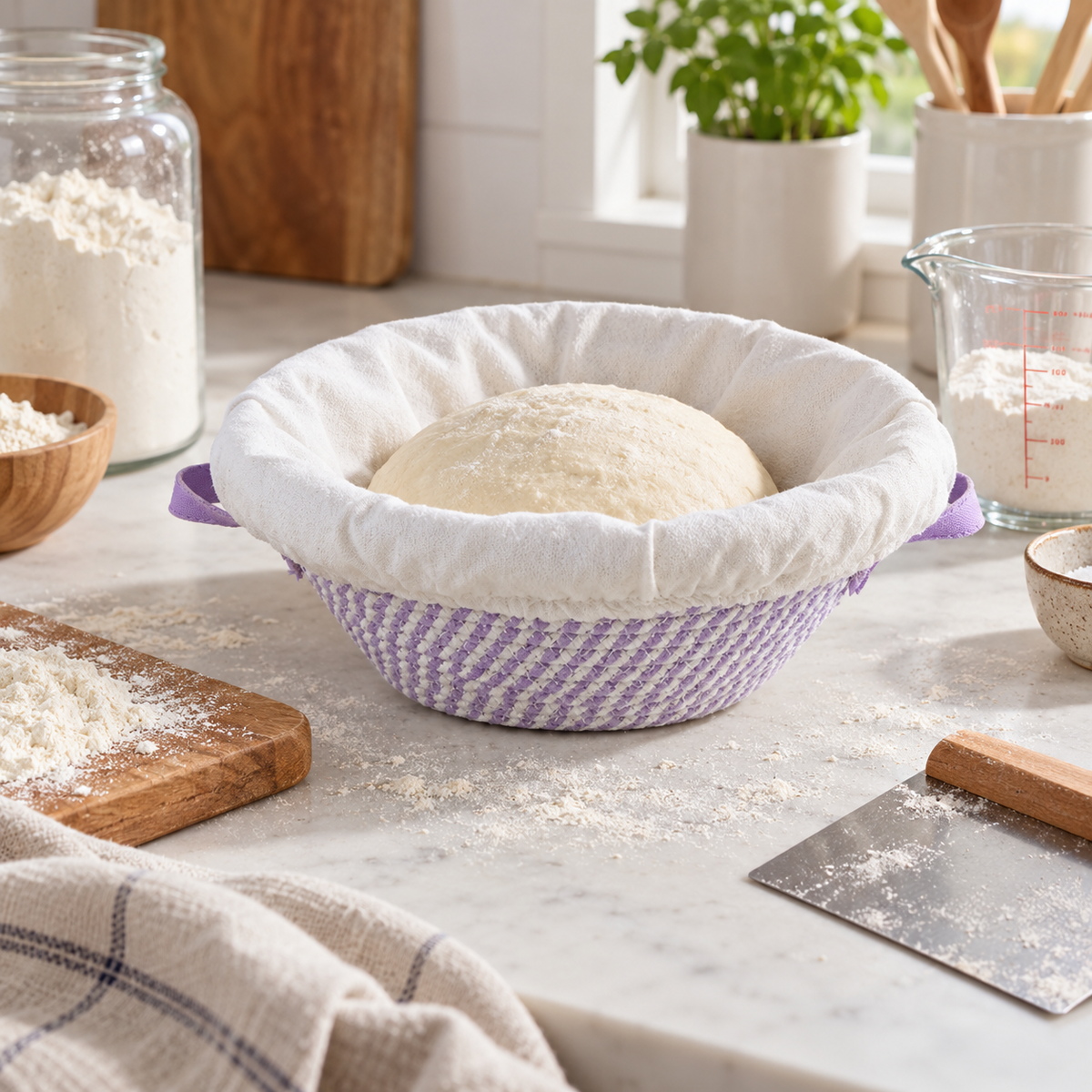 🥖 Sourdough Proofing Basket | Woven Bread Basket with Liner | Artisan Bread Fermentation Essential