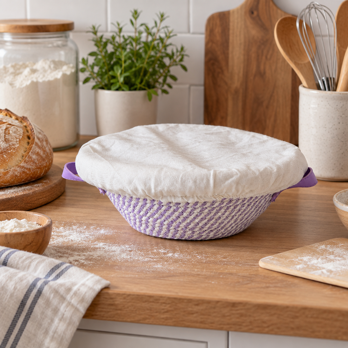🥖 Sourdough Proofing Basket | Woven Bread Basket with Liner | Artisan Bread Fermentation Essential