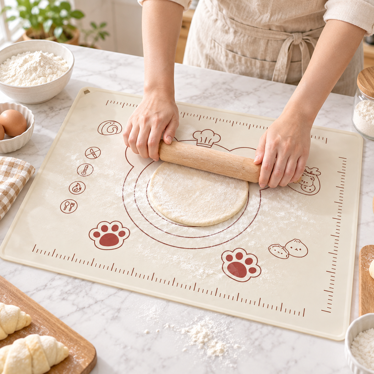 🍞 Silicone Pastry Mat | Non-Slip Dough Rolling Surface | Bread & Baking Prep Essential