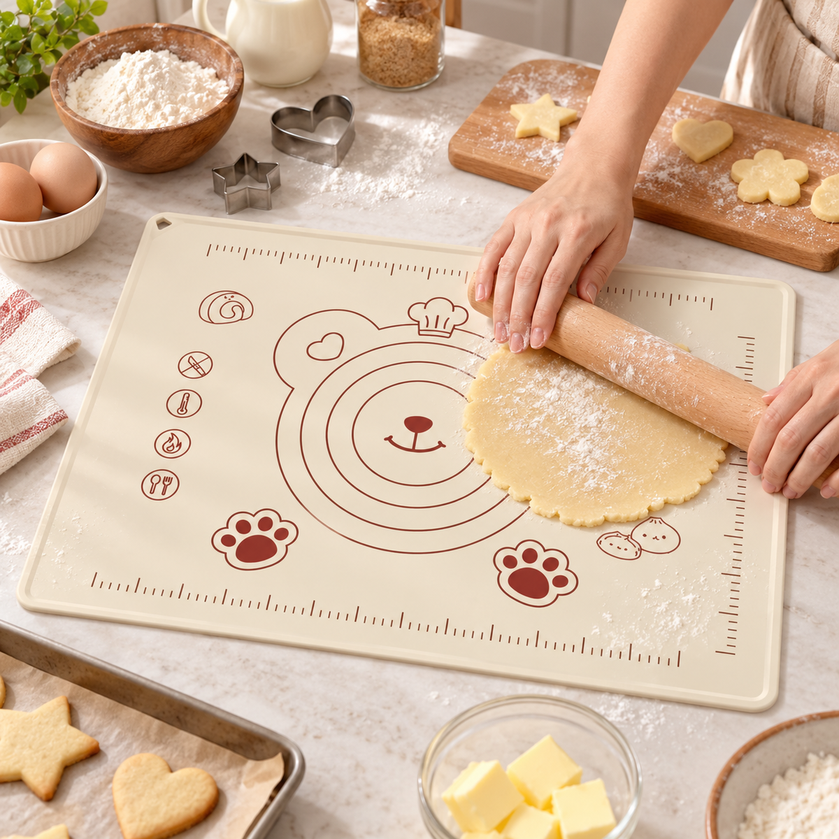 🍞 Silicone Pastry Mat | Non-Slip Dough Rolling Surface | Bread & Baking Prep Essential