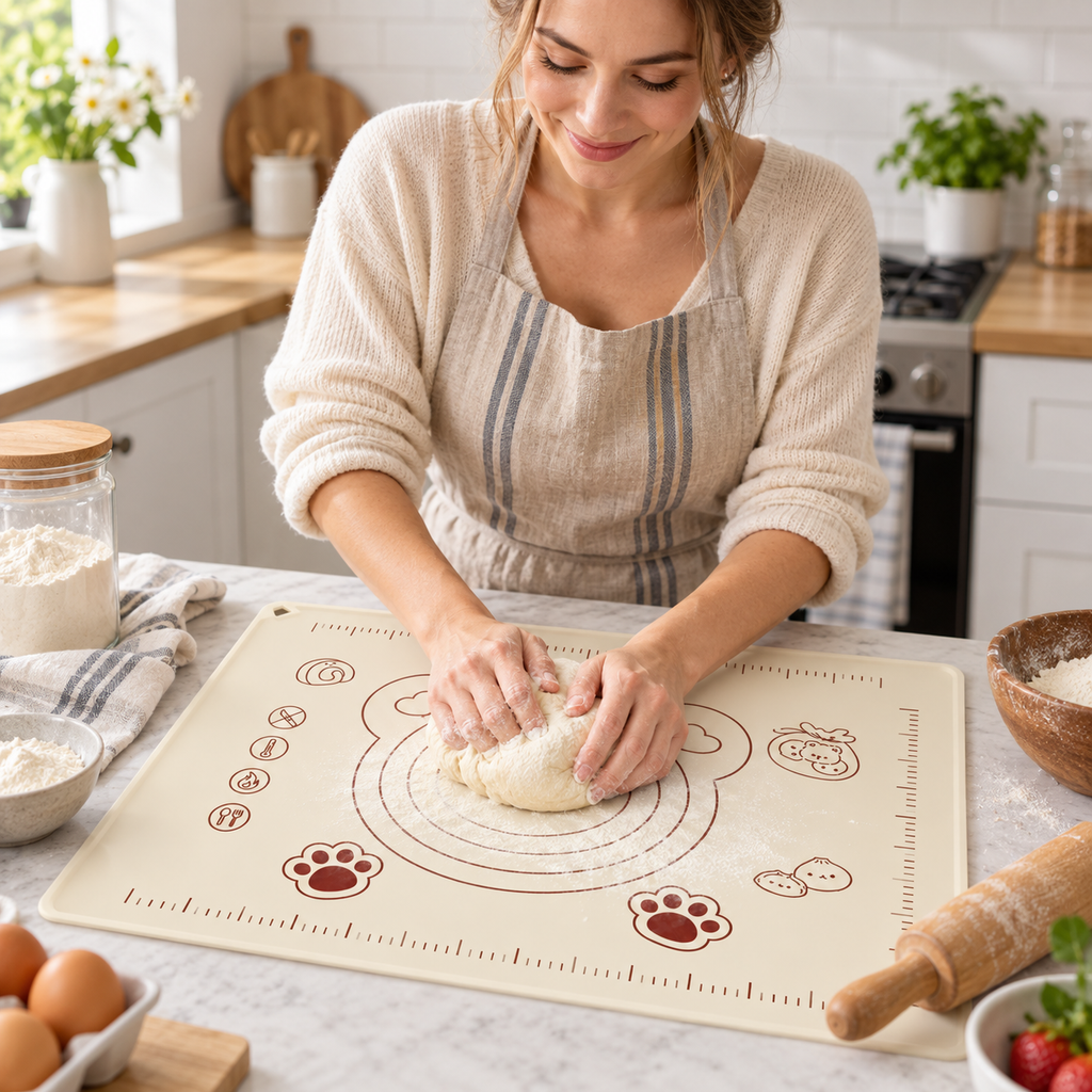 🍞 Silicone Pastry Mat | Non-Slip Dough Rolling Surface | Bread & Baking Prep Essential
