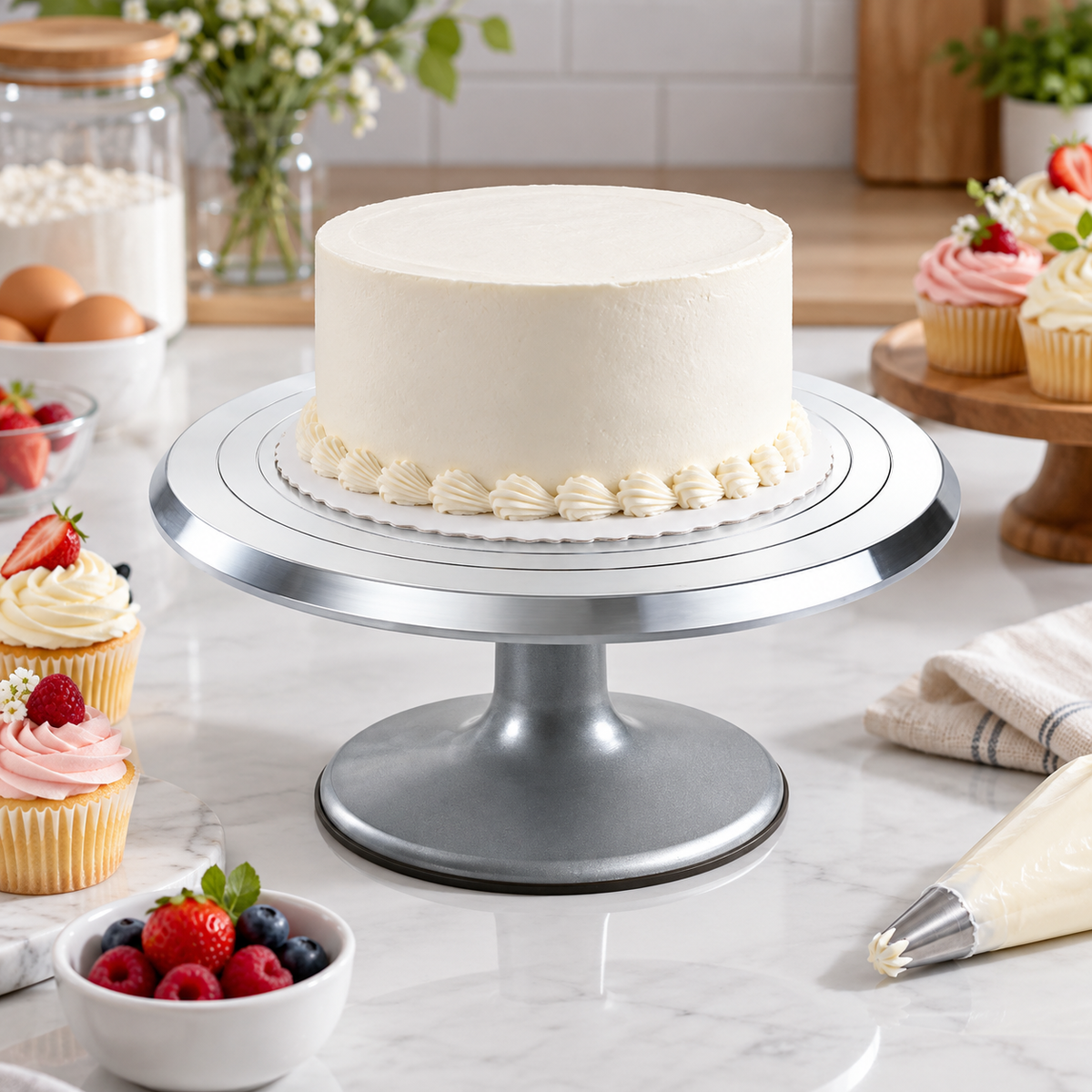 🎂 Professional Cake Turntable | Stainless Steel | Decorating & Icing Essential