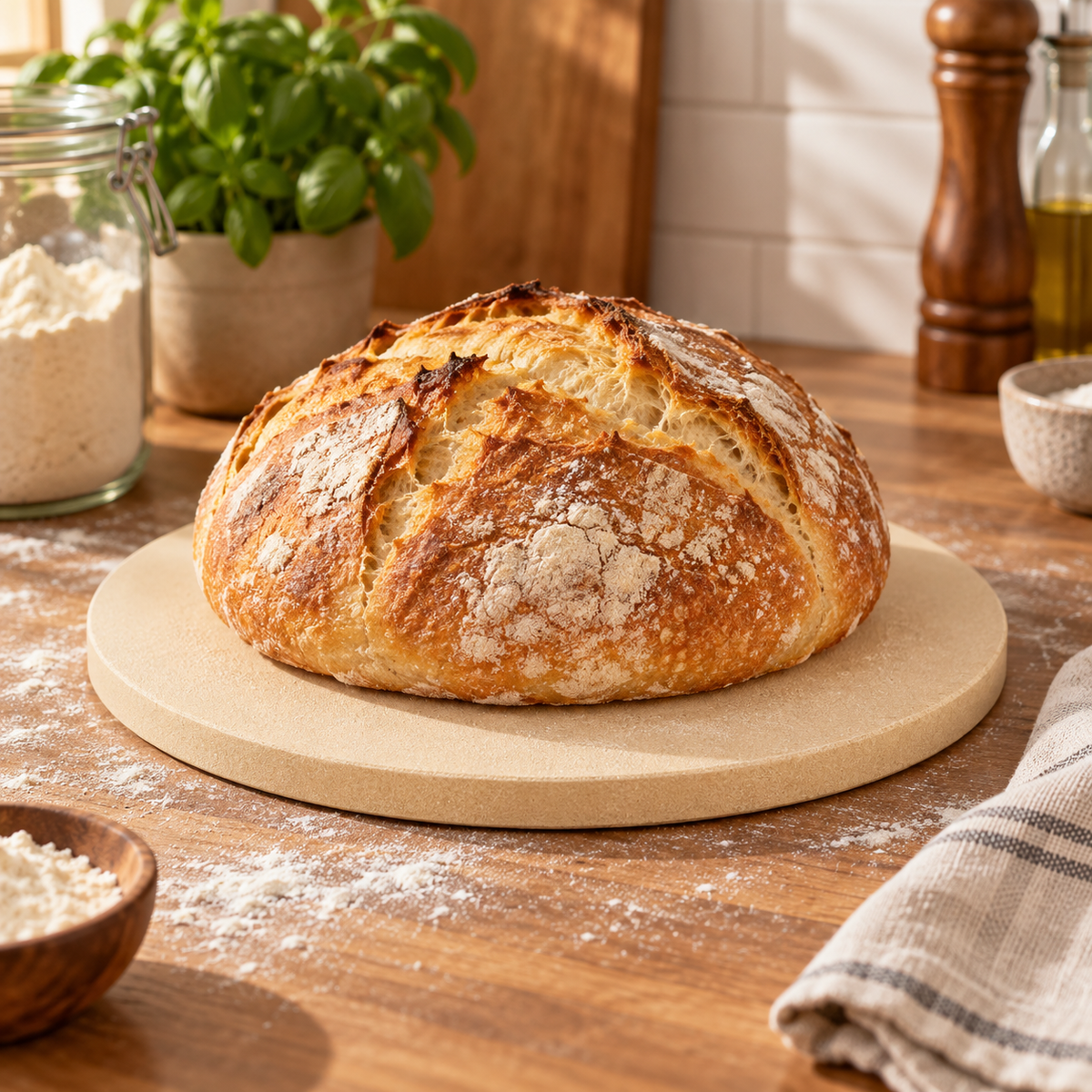 🍕 Pizza & Bread Baking Stone | Heat-Retaining Stone | Crispy Crust Baking Essential