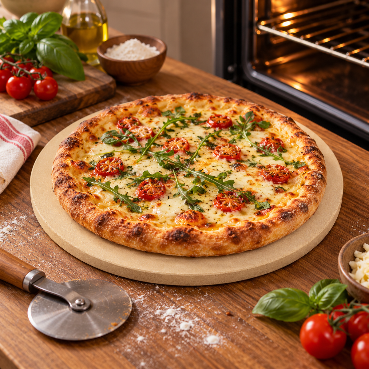 🍕 Pizza & Bread Baking Stone | Heat-Retaining Stone | Crispy Crust Baking Essential