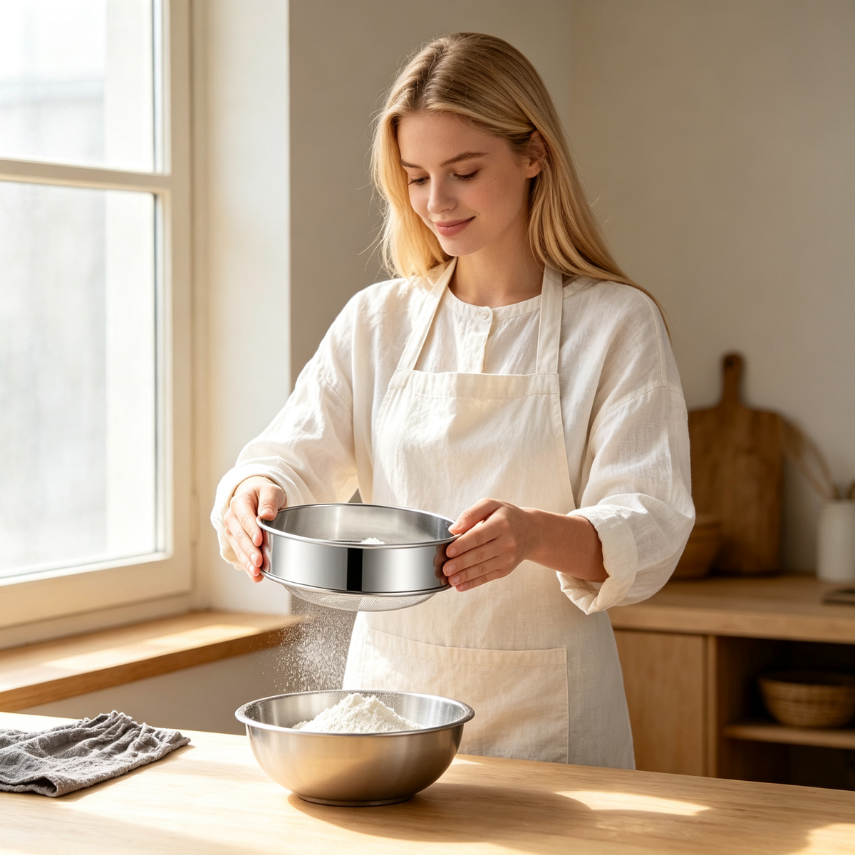 🌾 Stainless Steel Flour Sifter | Fine Mesh Baking Sieve | Smooth Flour & Powdered Sugar Essential