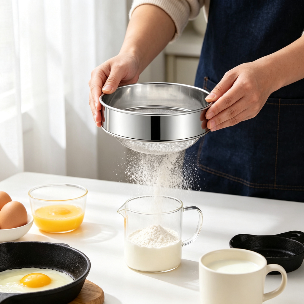 🌾 Stainless Steel Flour Sifter | Fine Mesh Baking Sieve | Smooth Flour & Powdered Sugar Essential