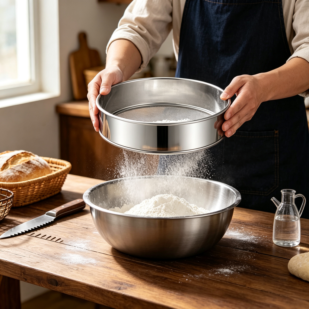 🌾 Stainless Steel Flour Sifter | Fine Mesh Baking Sieve | Smooth Flour & Powdered Sugar Essential