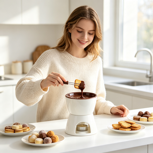 🍫 Chocolate Fondue Set | Ceramic Melting Pot | Dessert Dipping Station