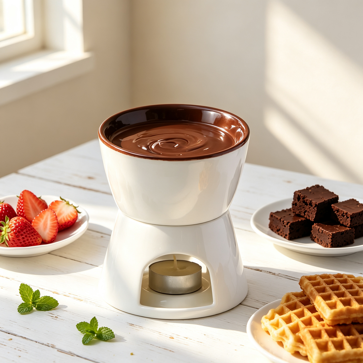 🍫 Chocolate Fondue Set | Ceramic Melting Pot | Dessert Dipping Station
