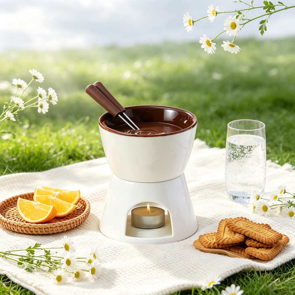 🍫 Chocolate Fondue Set | Ceramic Melting Pot | Dessert Dipping Station