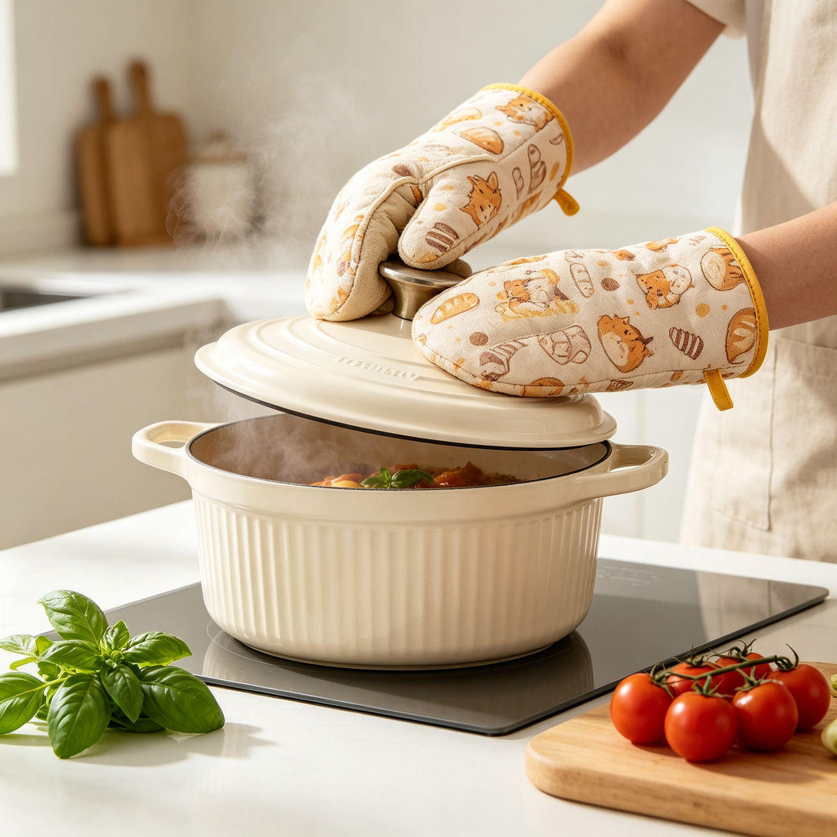 🧤 Heat-Resistant Oven Mitts | Soft Insulated Fabric | Baking & Kitchen Protection