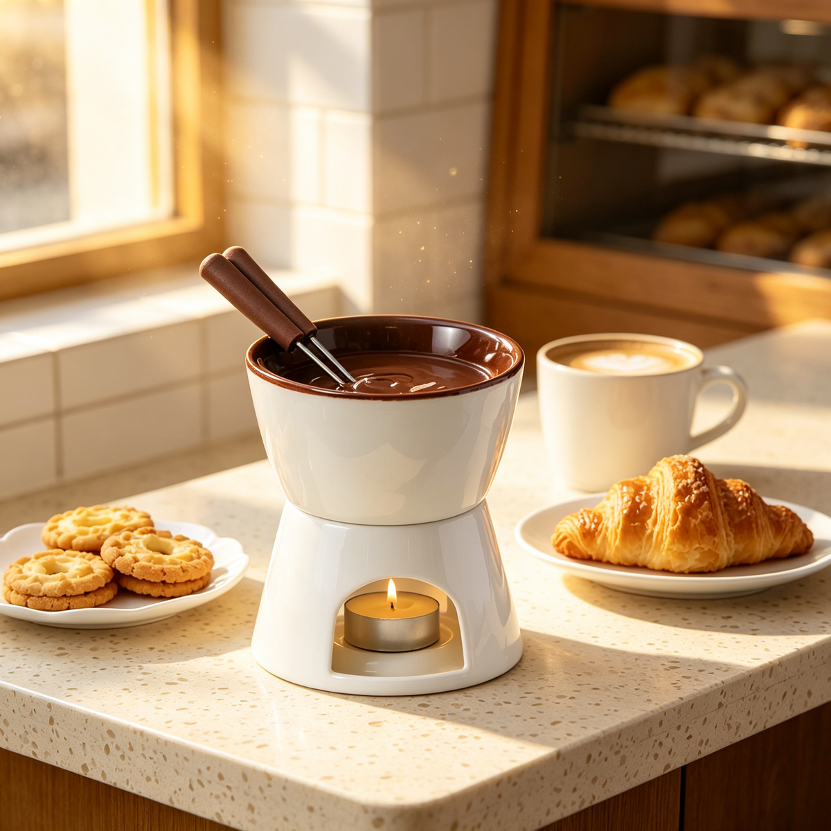 🍫 Chocolate Fondue Set | Ceramic Melting Pot | Dessert Dipping Station